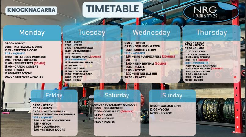 April 2025 Timetable for website