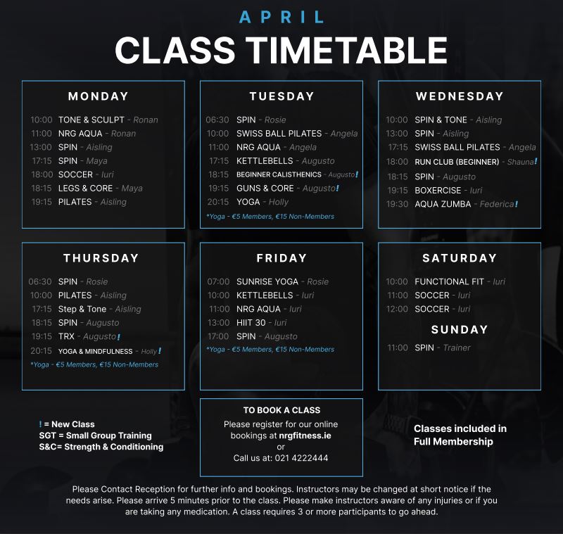 April Timetable 2025