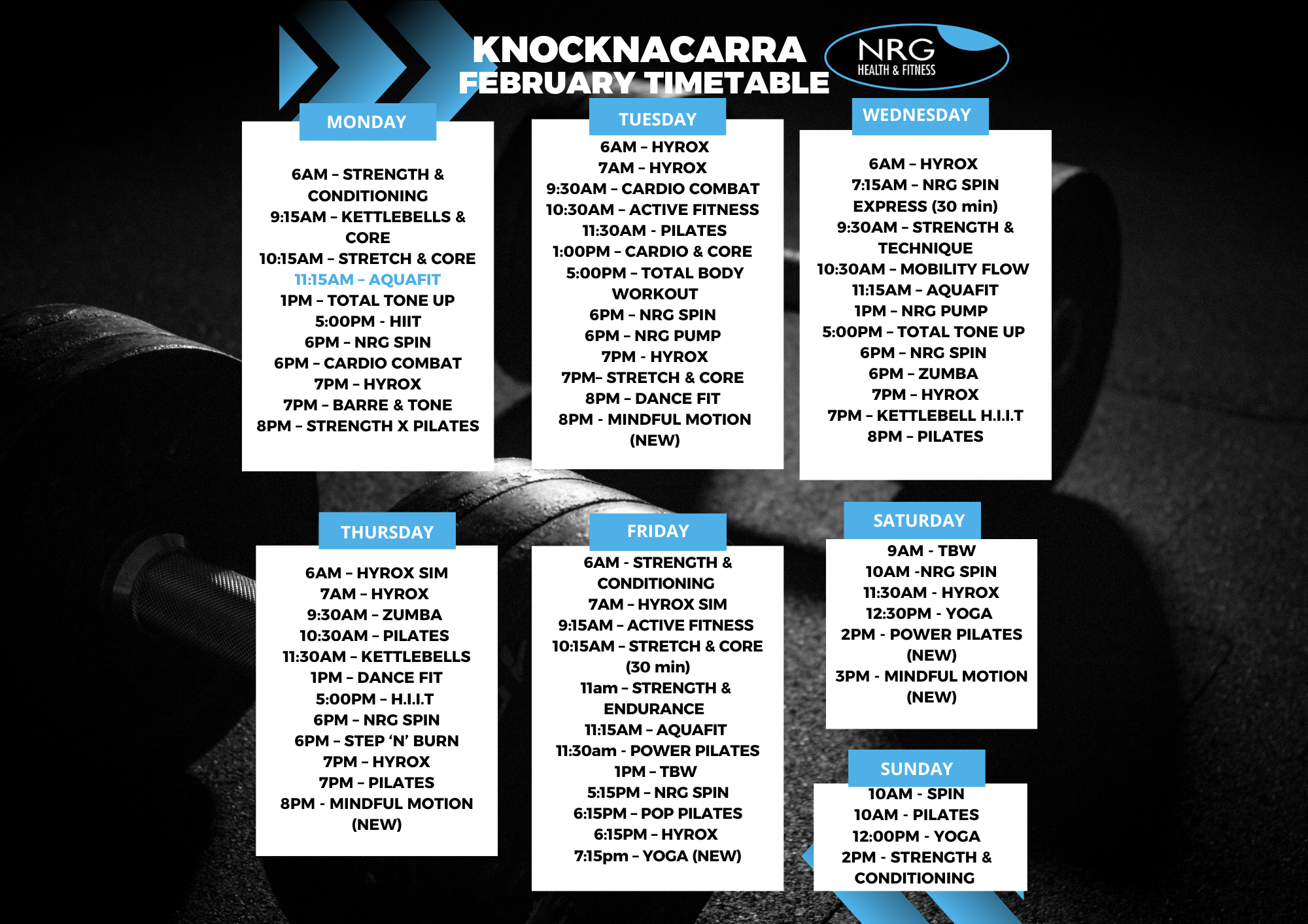 February 2026 Timetable
