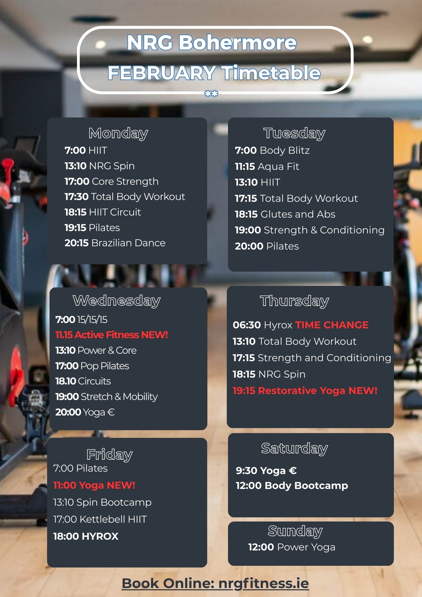 February class timetable 2026