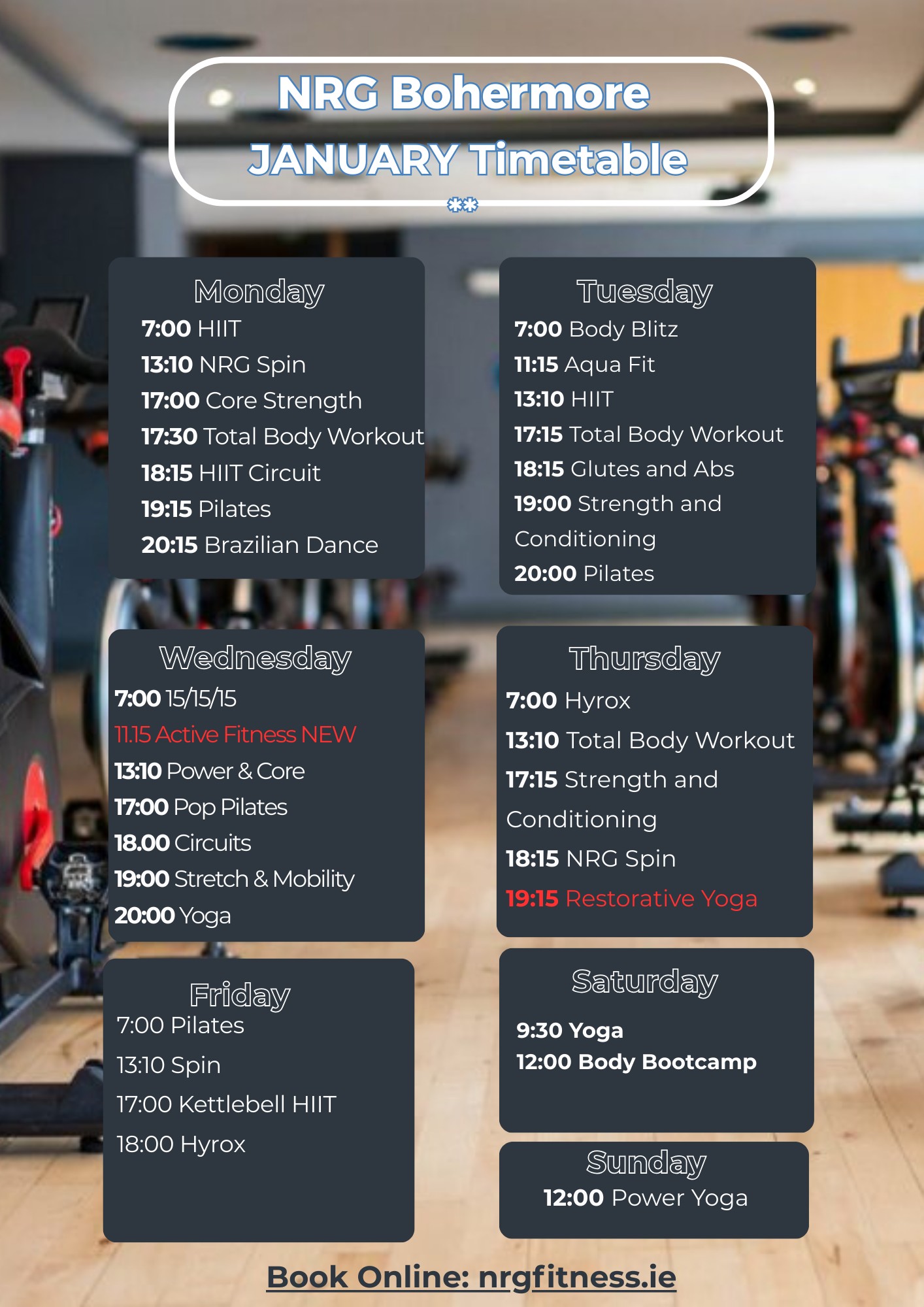 January class timetable 2026