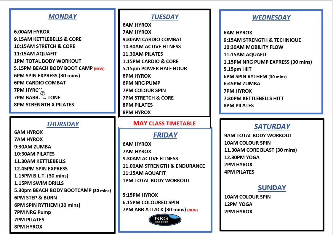 MAY 2025 Swim Timetable for website
