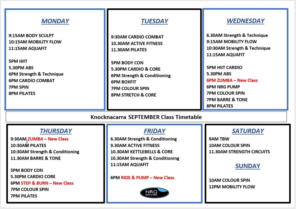 September Class Timetable 2023 September Class Timetable 2023
