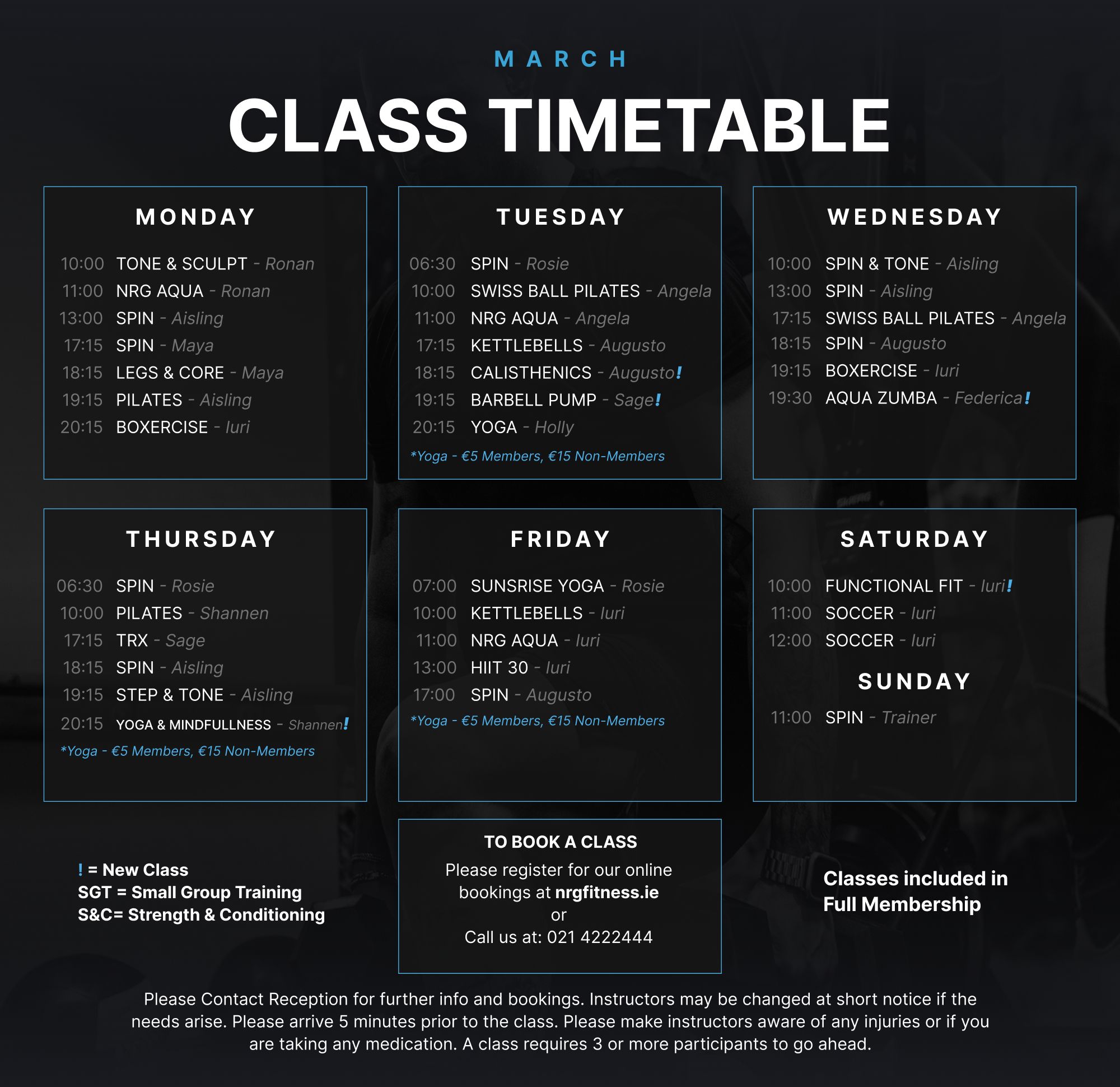 march 2025 class schedule